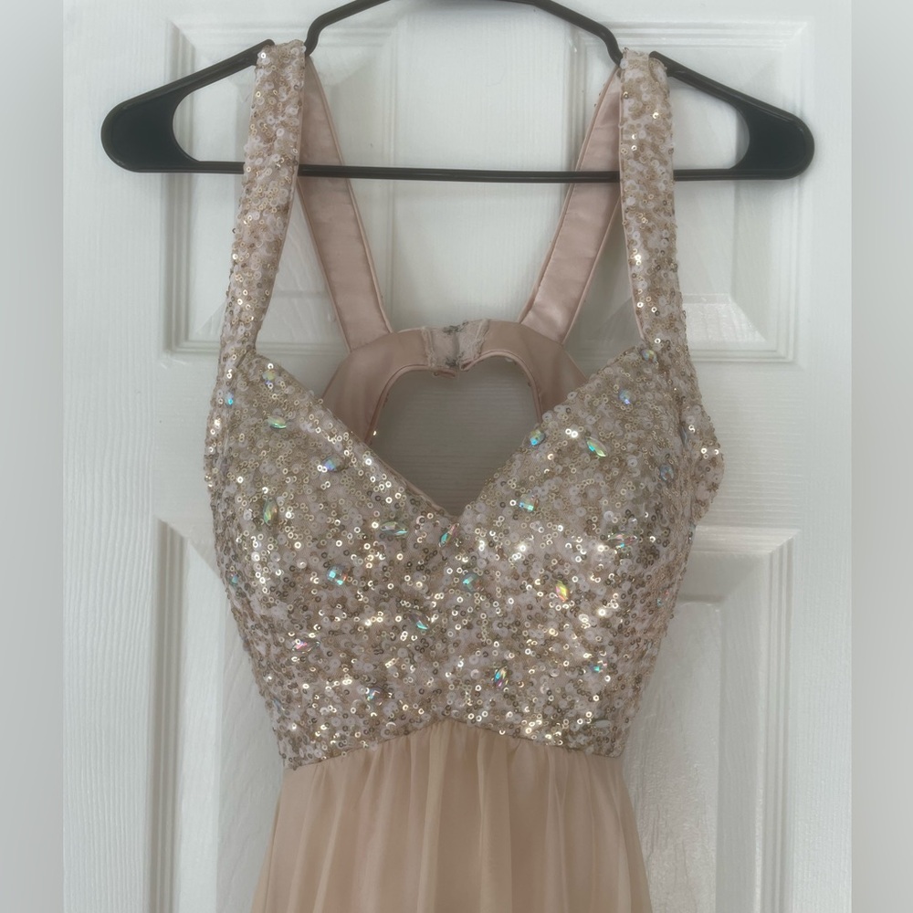 Faviana Cream Satin Dress